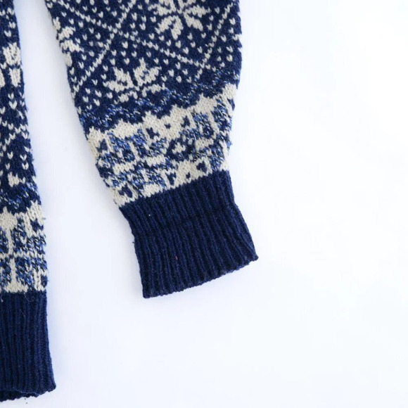 Vintage Environmental  Clothing Co Made USA 85% Wool Navy/ Cream Winter Design L - Picture 5 of 12